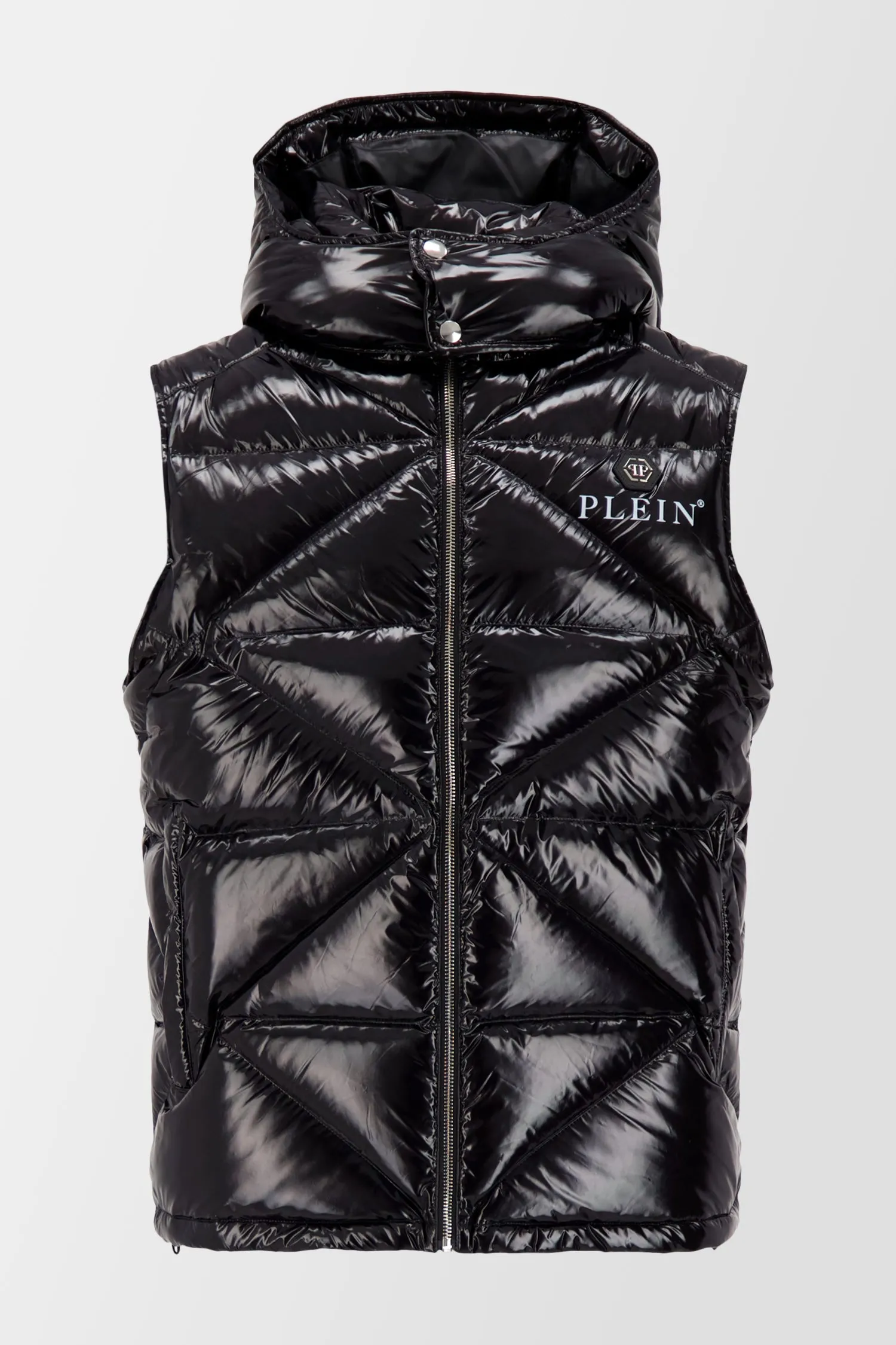 Philipp Plein Black Sleeveless Quilted Down jacket Hexagon