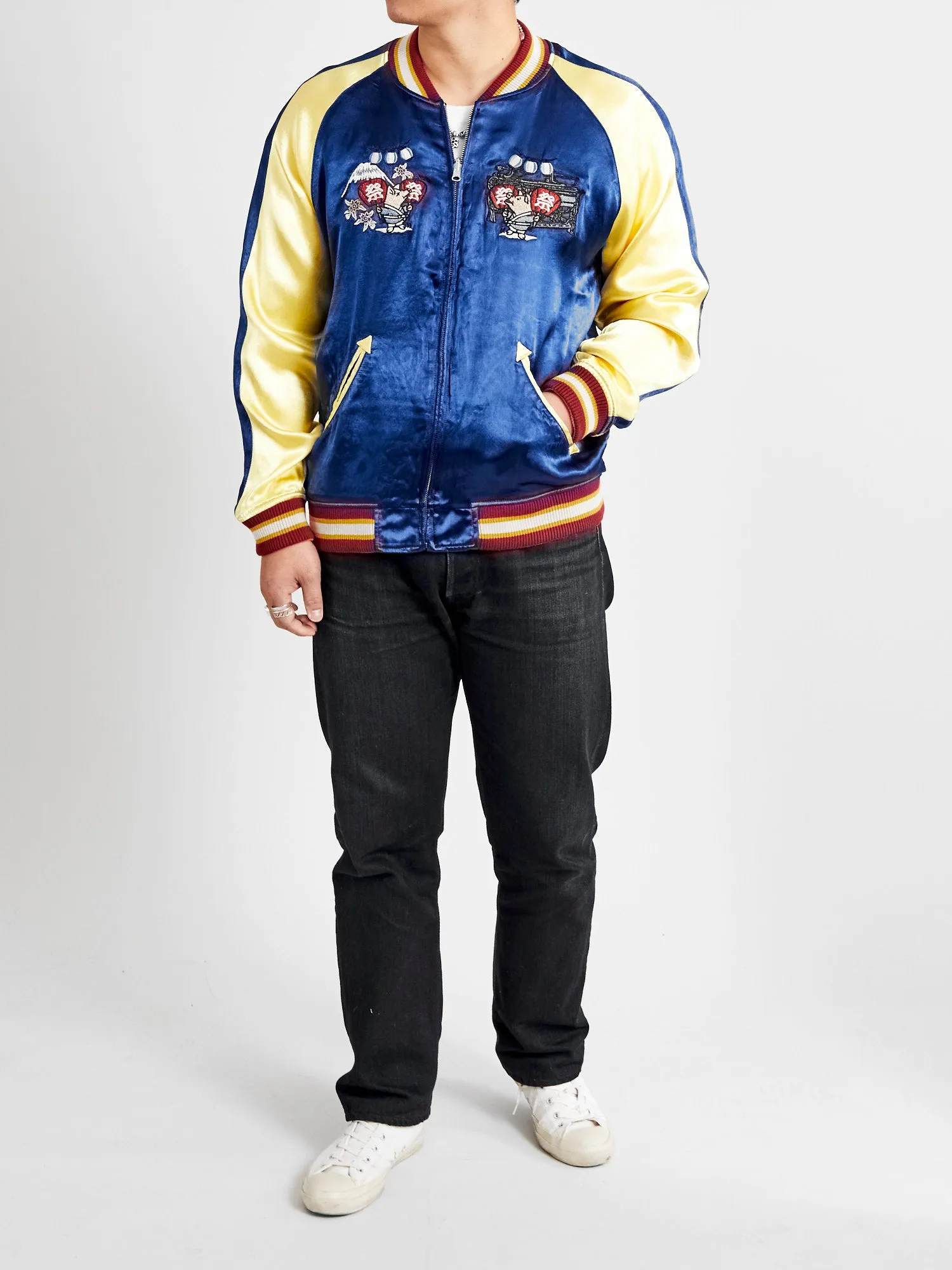 "Festival" Reversible Sukajan Souvenir Jacket in Blue/Purple