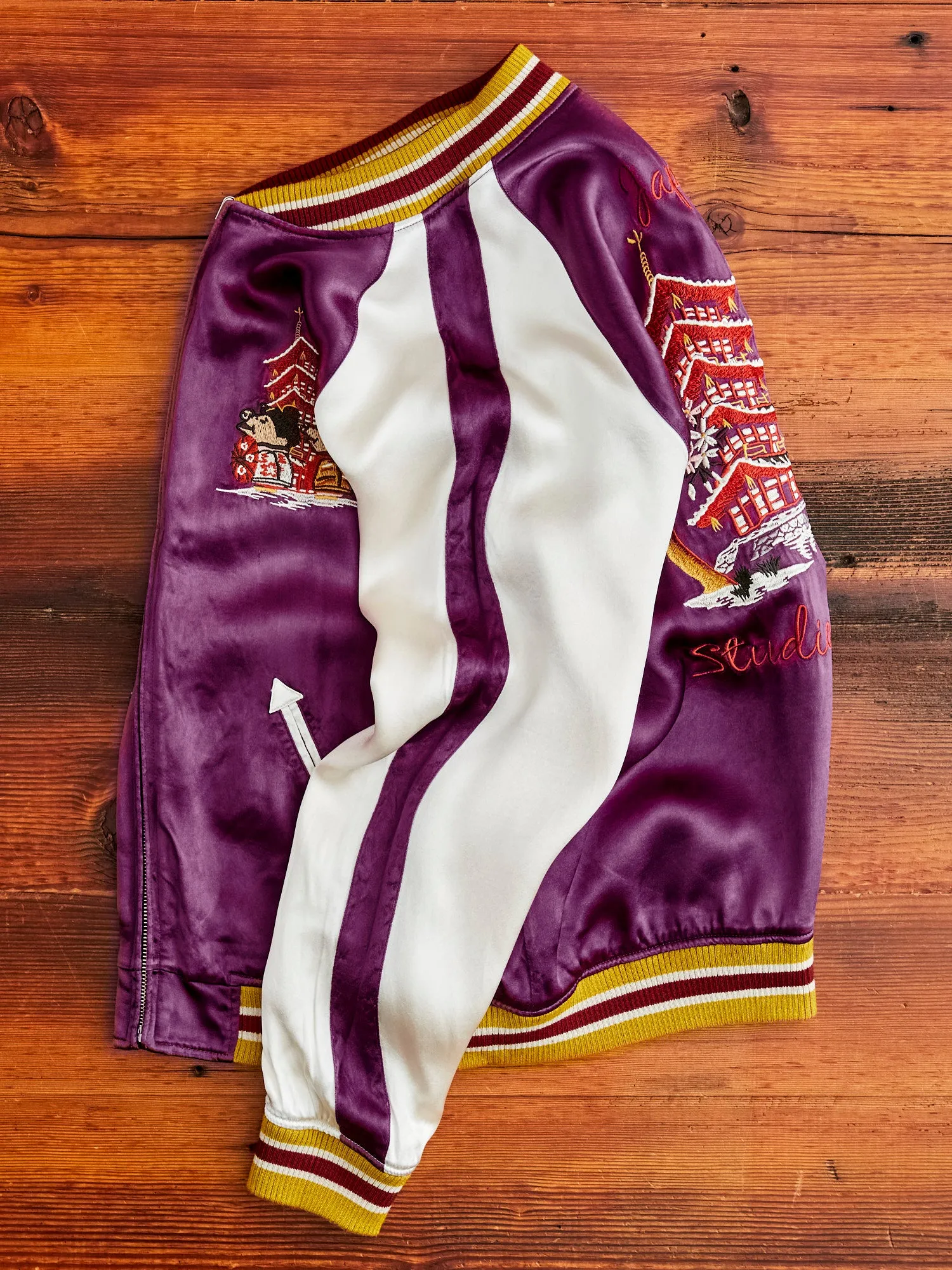 "Festival" Reversible Sukajan Souvenir Jacket in Blue/Purple