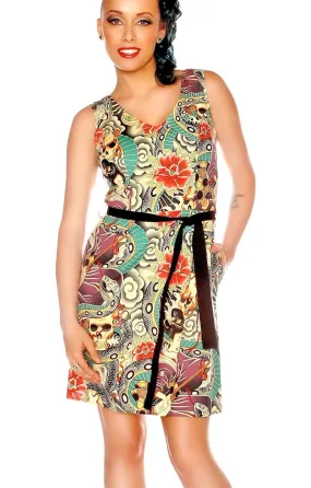 Retrolicious Fall Dress Tattoo Skull Sleeveless Retro Style