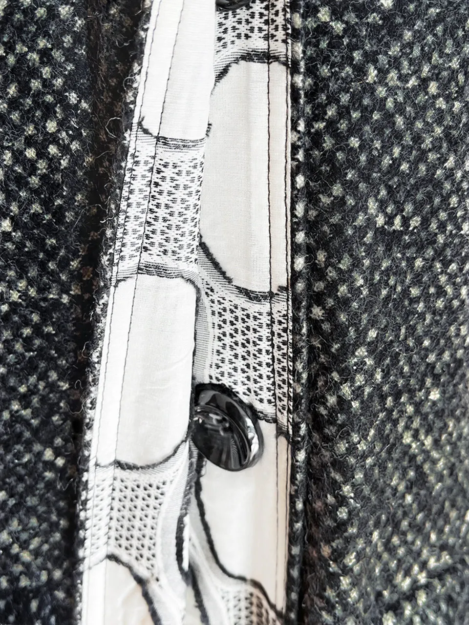 Surprise Sale! Black & Beige Barleycorn Wool Crombie Coat