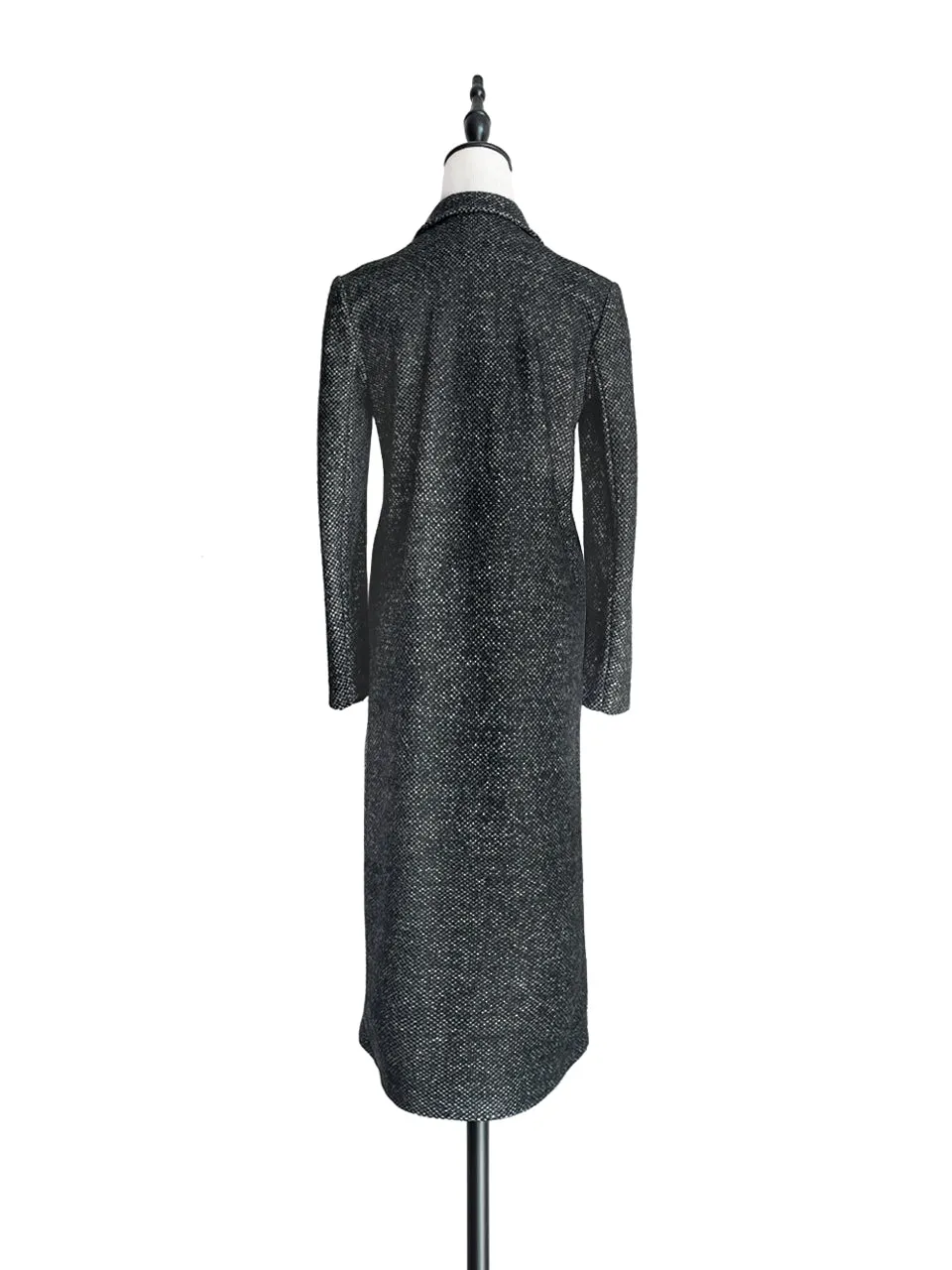 Surprise Sale! Black & Beige Barleycorn Wool Crombie Coat