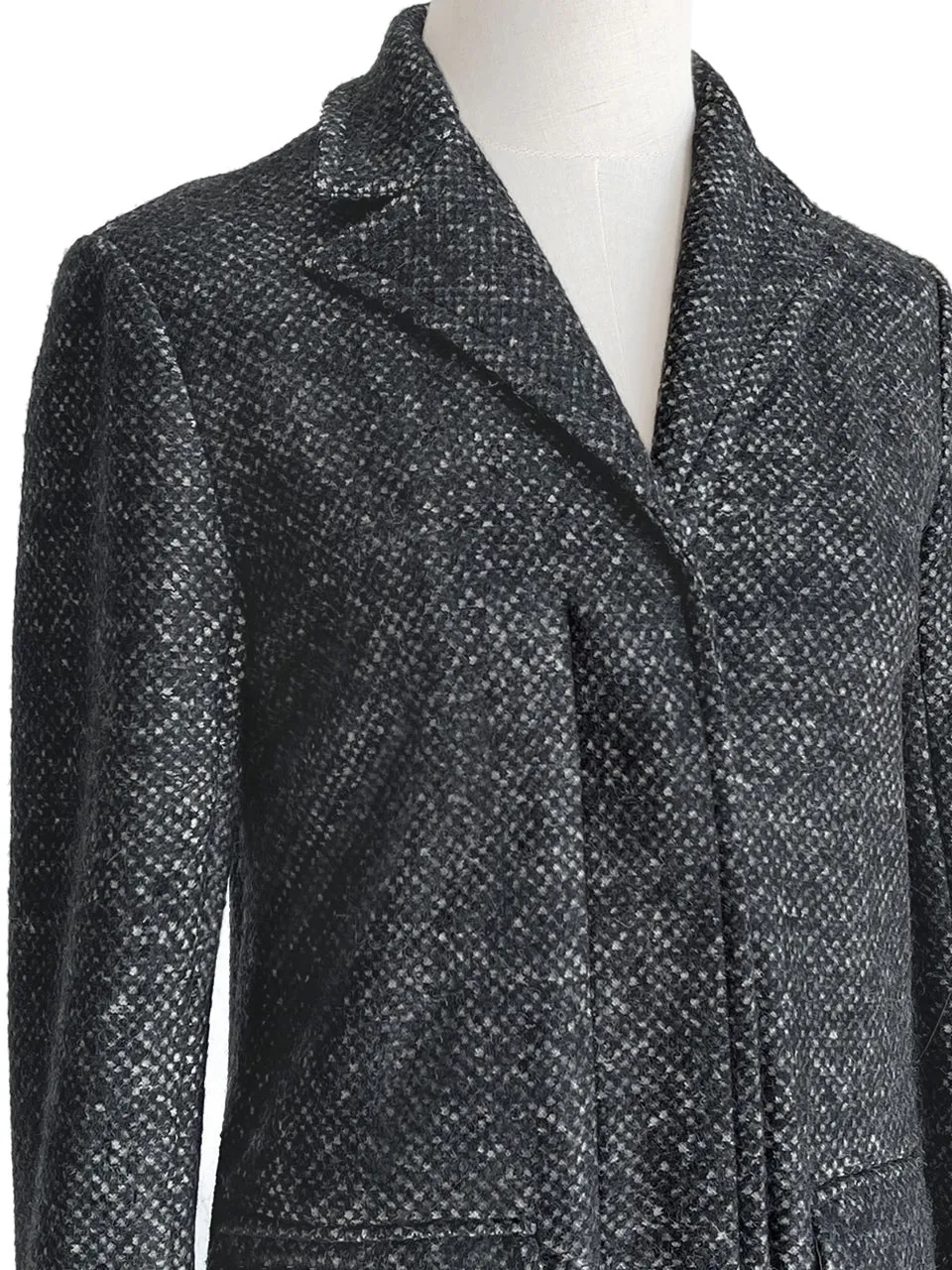 Surprise Sale! Black & Beige Barleycorn Wool Crombie Coat