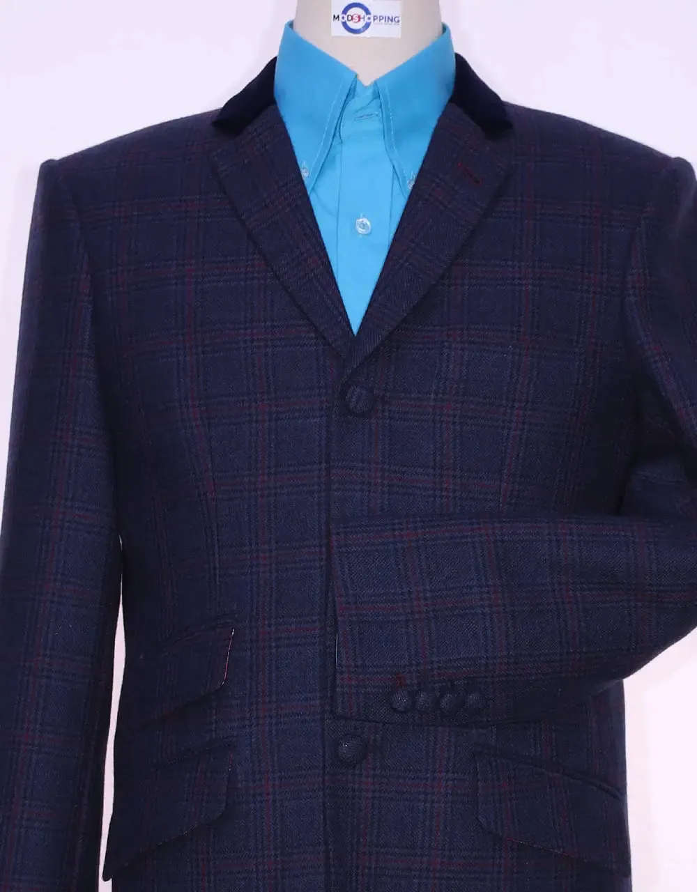 This Only Jacket | Navy Blue Prince Of Wales Check Jacket