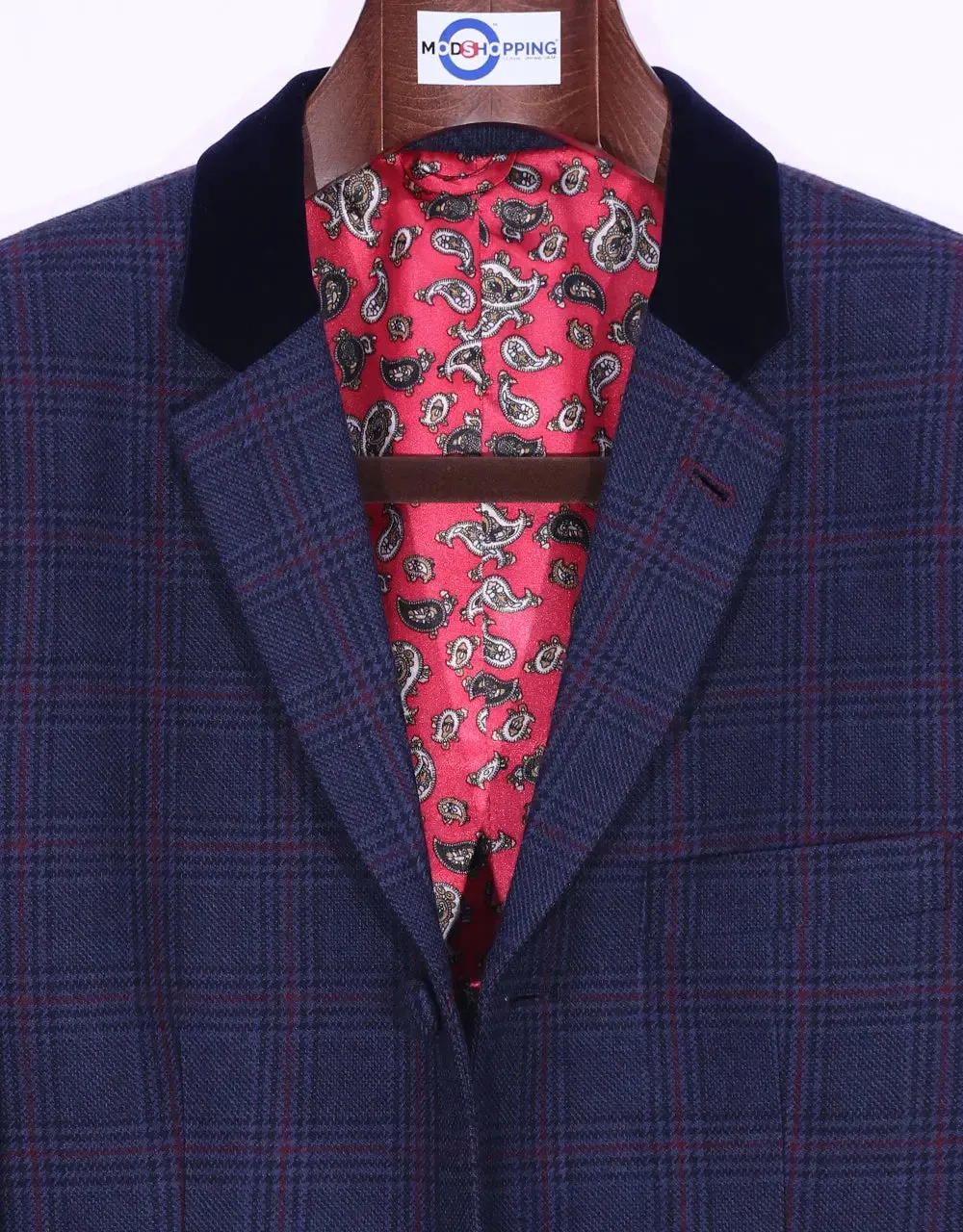 This Only Jacket | Navy Blue Prince Of Wales Check Jacket
