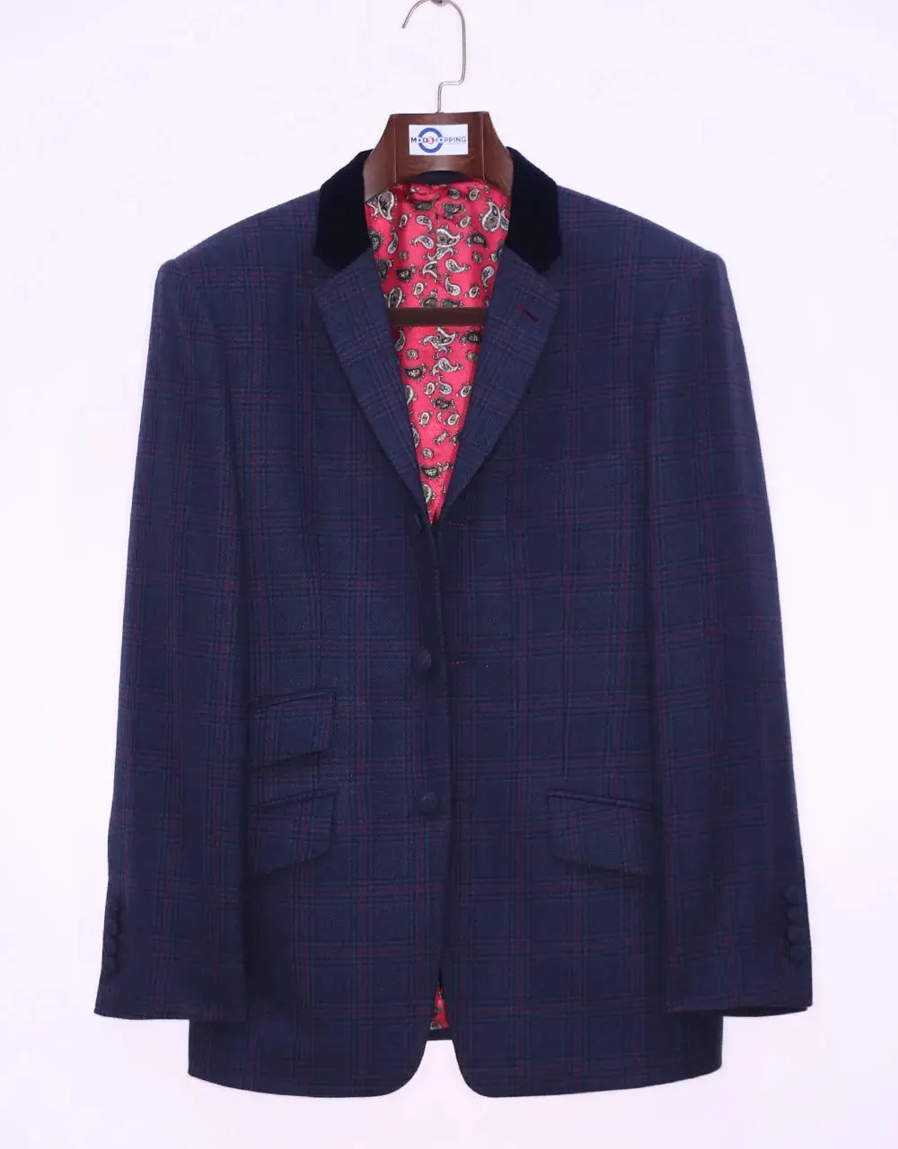 This Only Jacket | Navy Blue Prince Of Wales Check Jacket