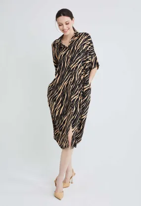 Tiger Stripe Button Down Shirt-dress Tunic