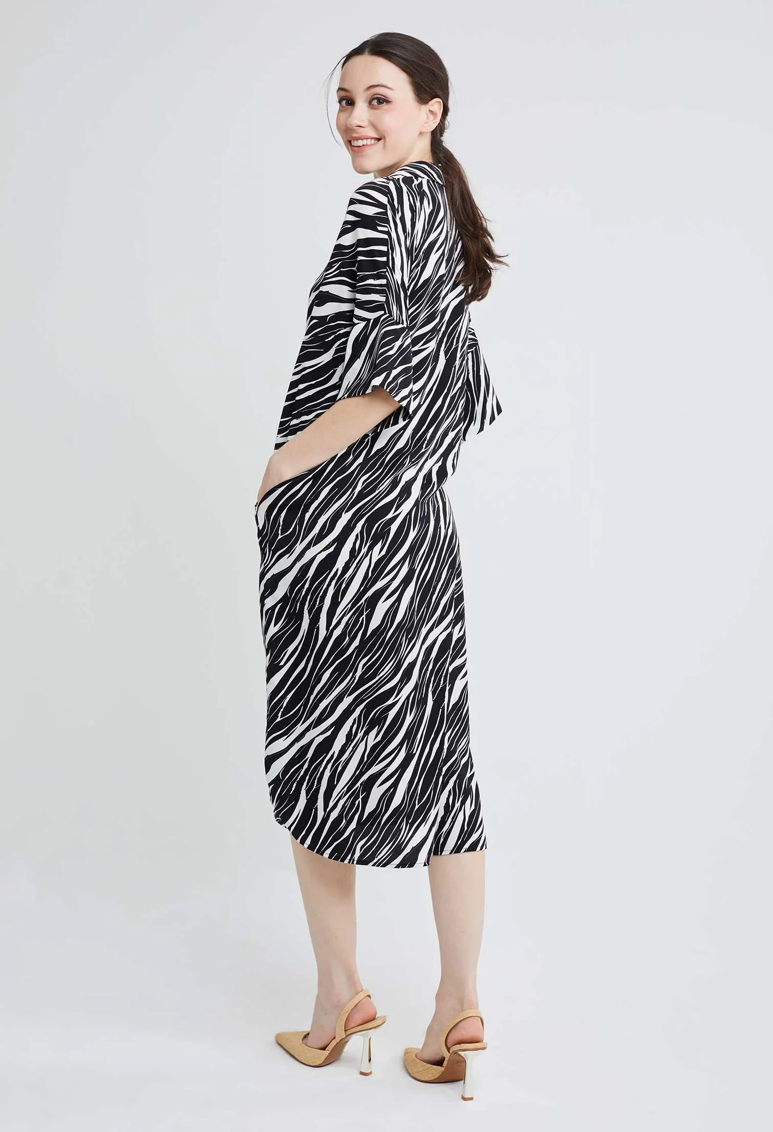 Tiger Stripe Button Down Shirt-dress Tunic