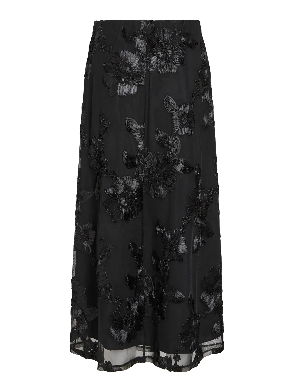 Elegant VISTELLE Midi Skirt in Classic Black Beauty