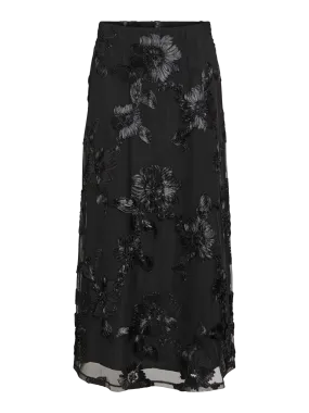 Elegant VISTELLE Midi Skirt in Classic Black Beauty