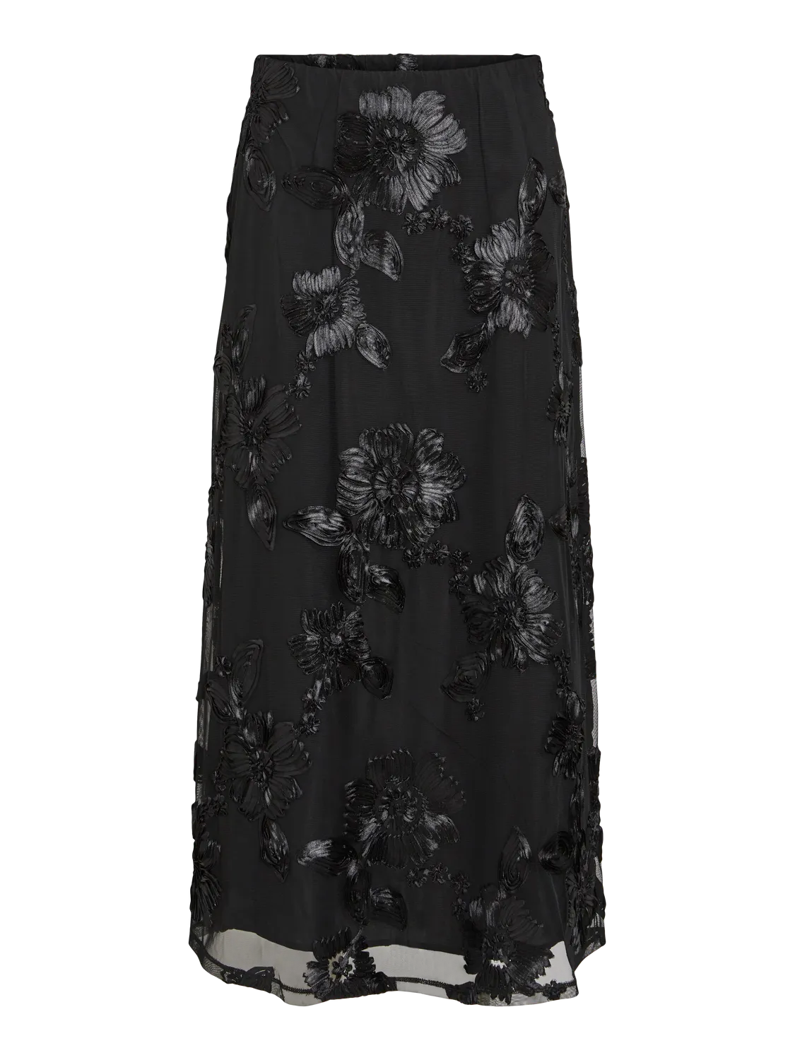 Elegant VISTELLE Midi Skirt in Classic Black Beauty
