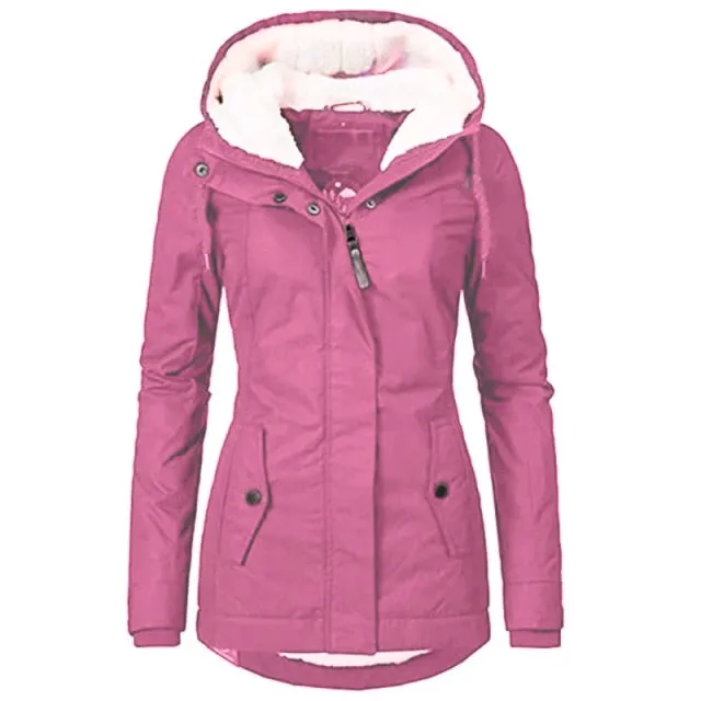 Waterproof Thickend Harajuku Women Jackets 2021 Winter Elegant Fashion Plus Size Parkas Hoodies Long Sleeve Cotton Coat Femmle