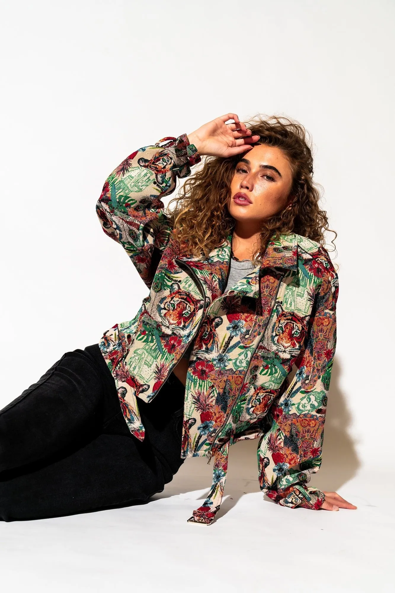 Wild Soul Tiger Jacquard Moto Jacket