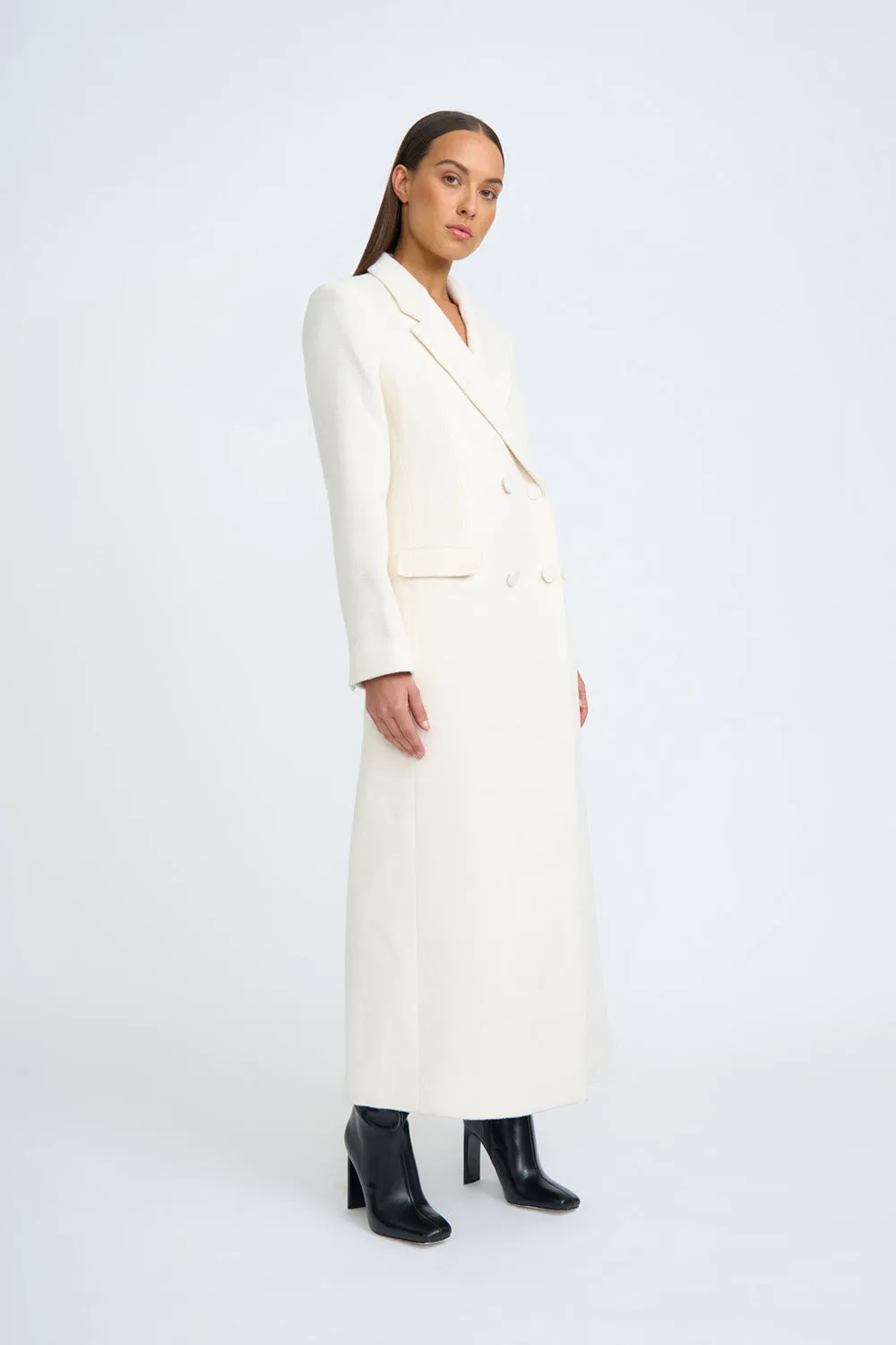 Winona Long Line Coat - Ivory