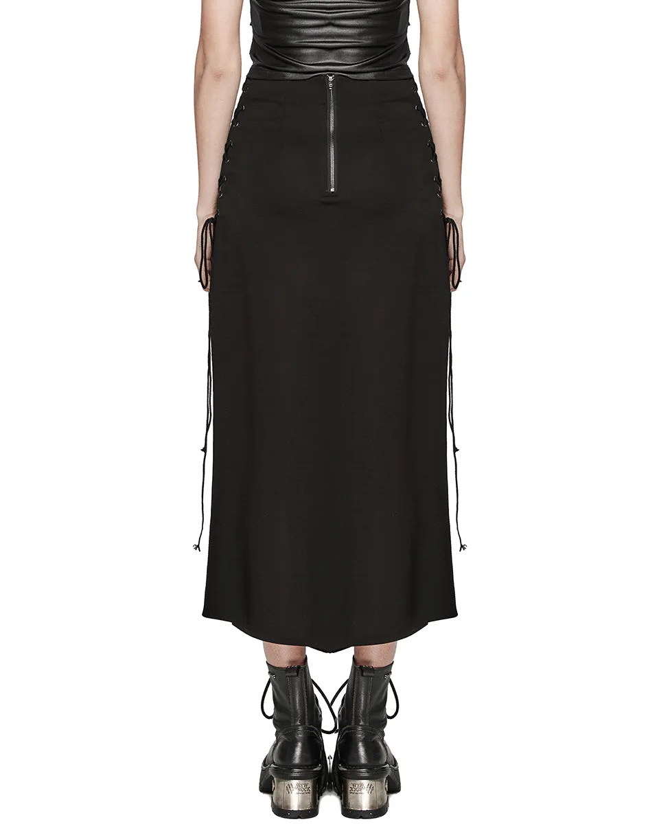 WQ-716BQF Daily Life Dark Punk Cross Side-Split Maxi Skirt