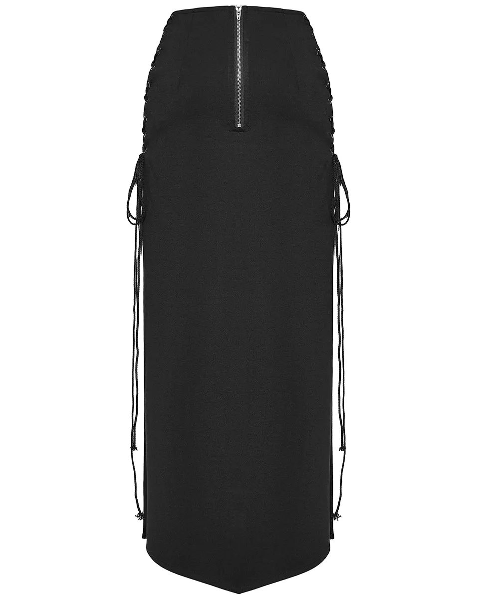 WQ-716BQF Daily Life Dark Punk Cross Side-Split Maxi Skirt