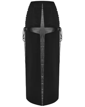 WQ-716BQF Daily Life Dark Punk Cross Side-Split Maxi Skirt