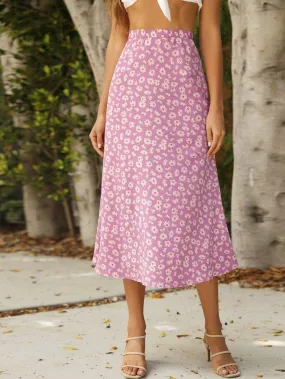 Zipper Detail Daisy Floral Skirt